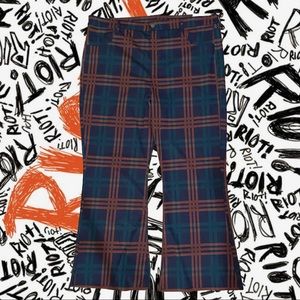 High-waisted Plaid Pants